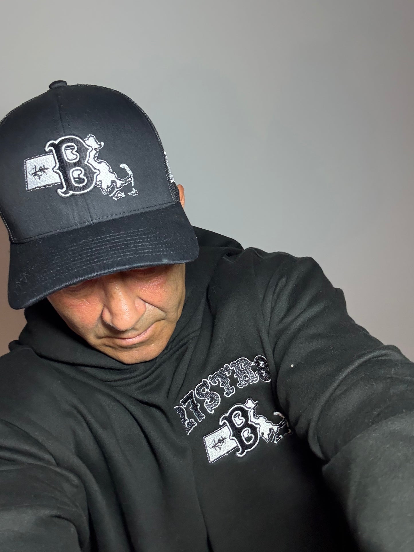 New design! Heavy duty,Pull-over Embroidered Black Hoodie