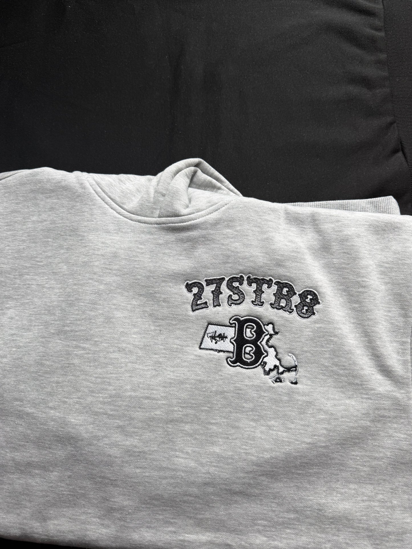 Gray embroidered heavy duty, thick hoodies