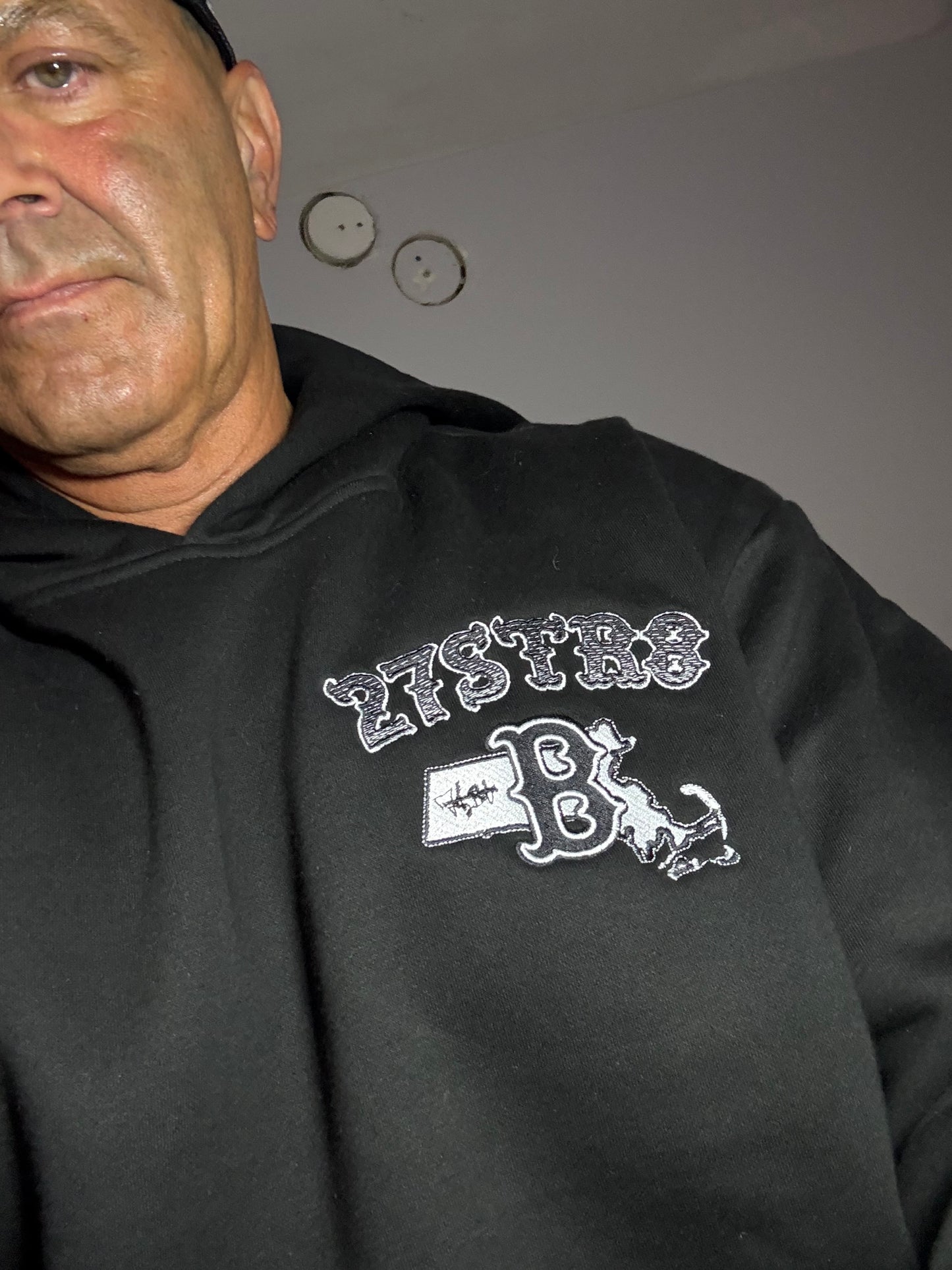 Black embroidered heavy duty, thick hoodies