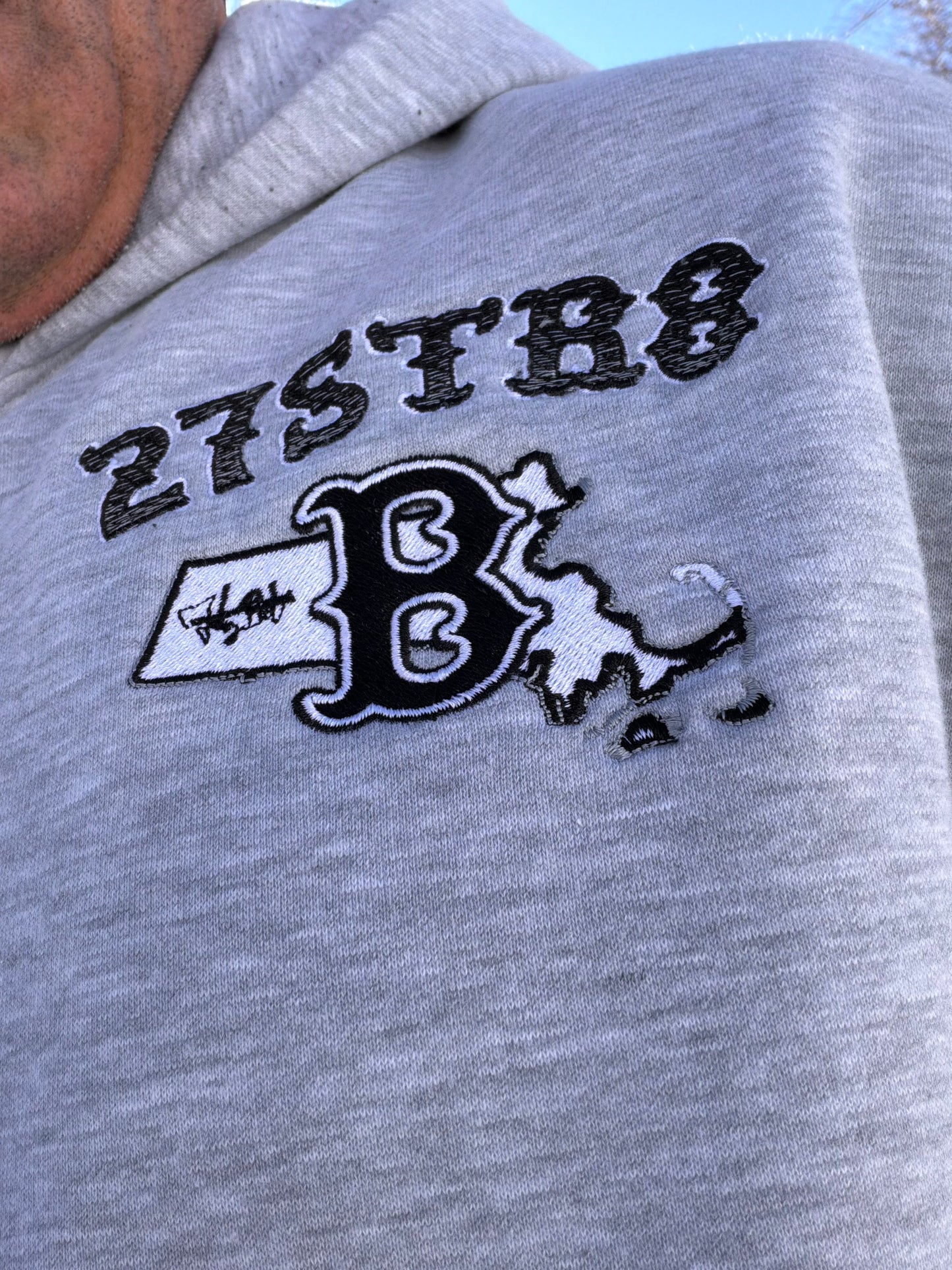 Gray embroidered heavy duty, thick hoodies