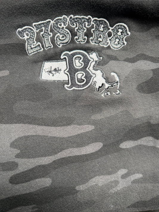 Full zip-up black camo embroidered