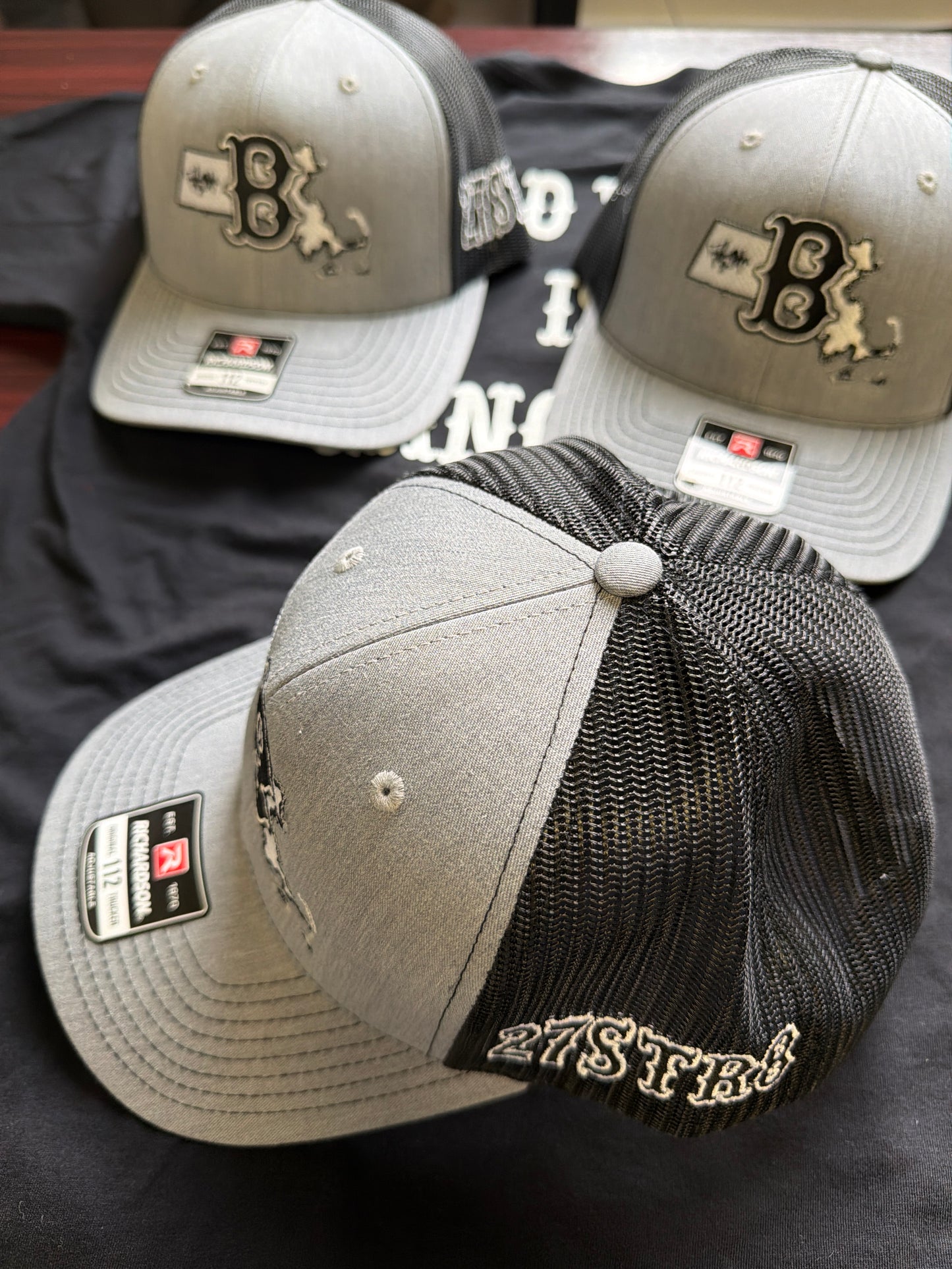 GRAY with black back, 27str8 Design. New gray ball cap.