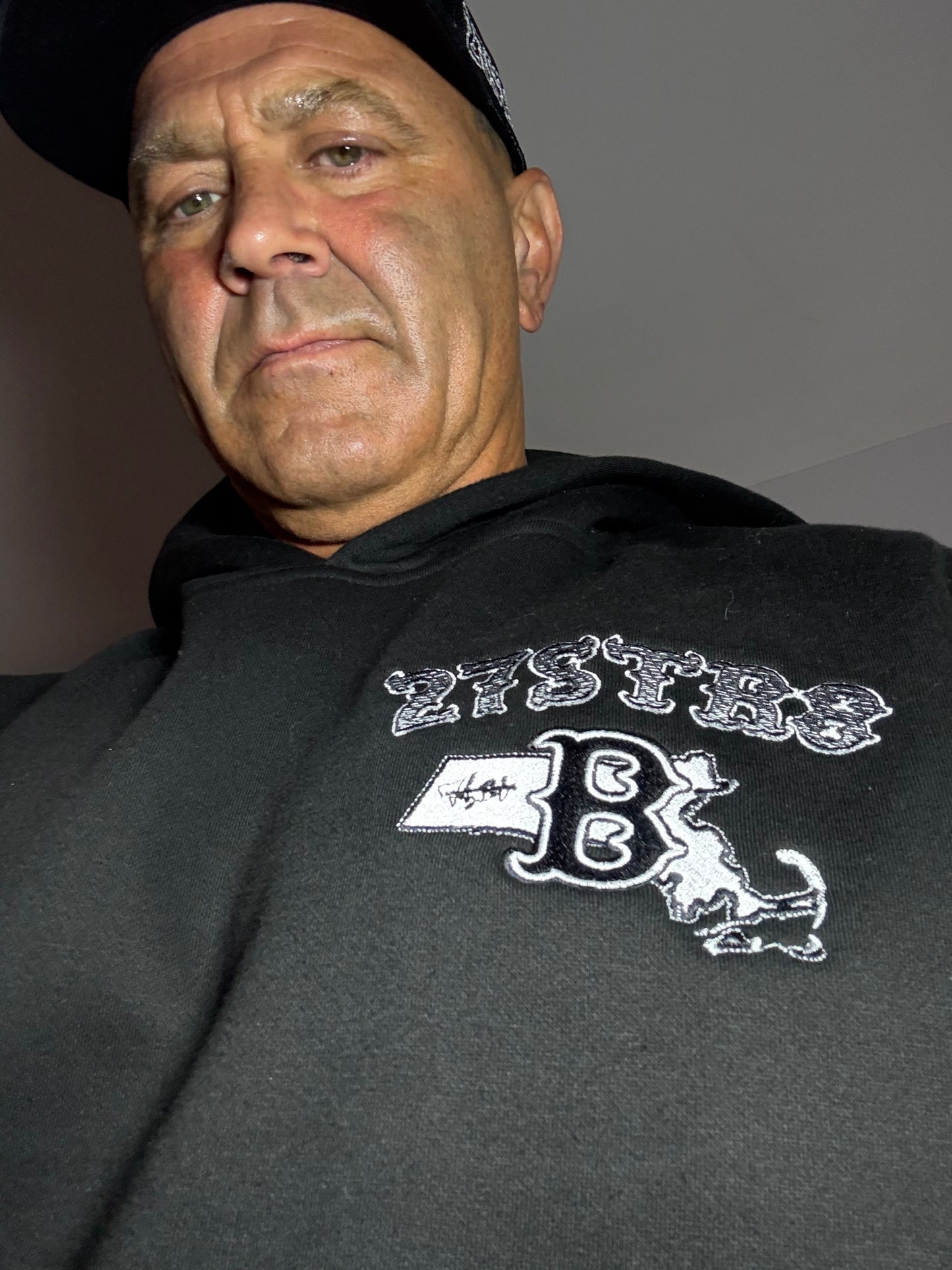 Black embroidered heavy duty, thick hoodies
