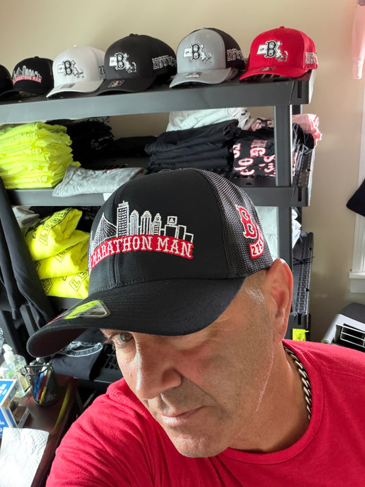 ALL BLACK BALL CAP. OG Marathon Man w/ Zakim Bridge