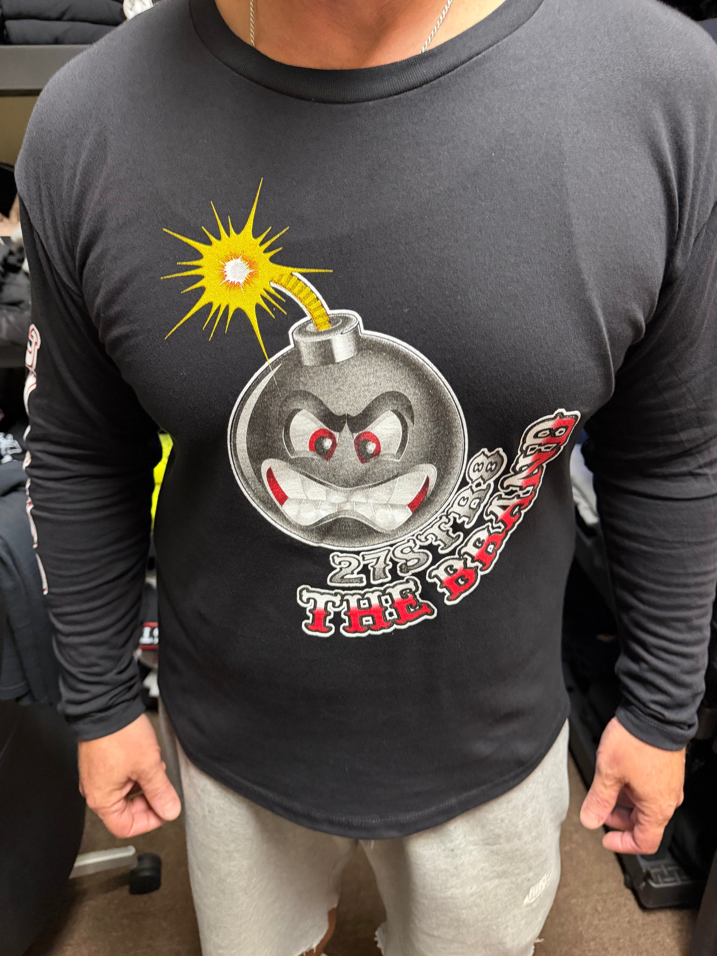 Long-sleeve, black “Bomb” T-Shirt