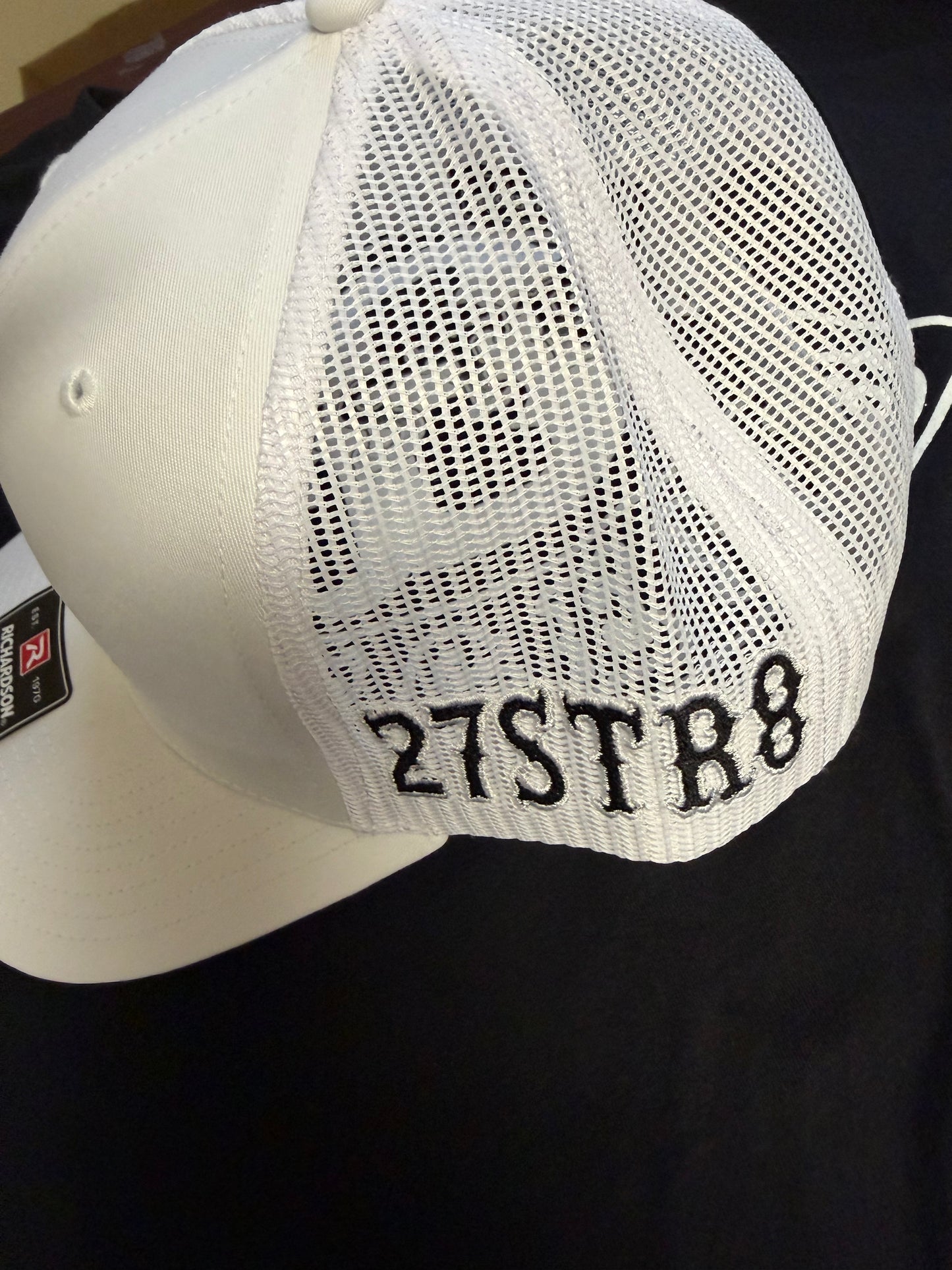 New 27str8 Design. ALL WHITE BASEBALL CAP