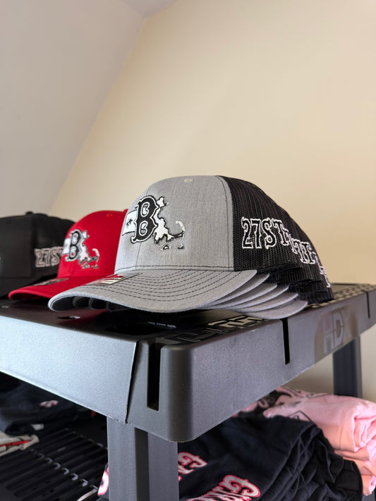 GRAY with black back, 27str8 Design. New gray ball cap.